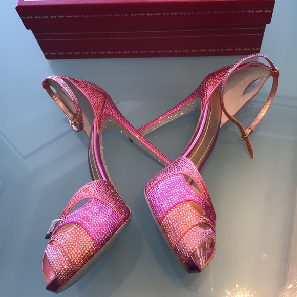 Rene caovilla Sandals size 40 pink orange Crystals - Picture 5 of 9